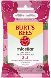 Burts Bees Micellar 3 in 1 Facial Towelettes with Rose Water, 60 ct